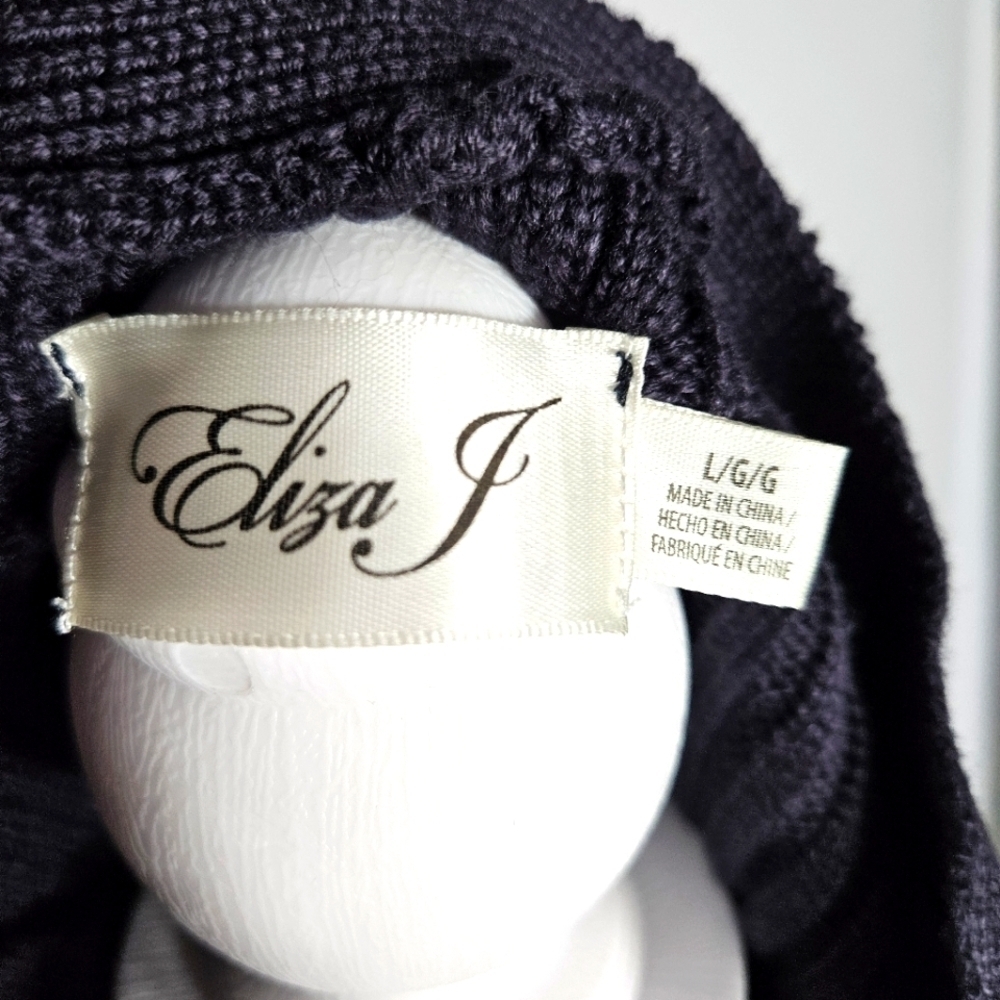 Eliza J Navy Blue Cable Knit Fit & Flare Sweater Dress Size L - Picture 4 of 10